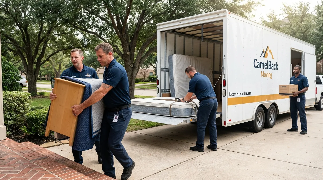 Crew loading residential truck for cross-state move from Manchester, NH