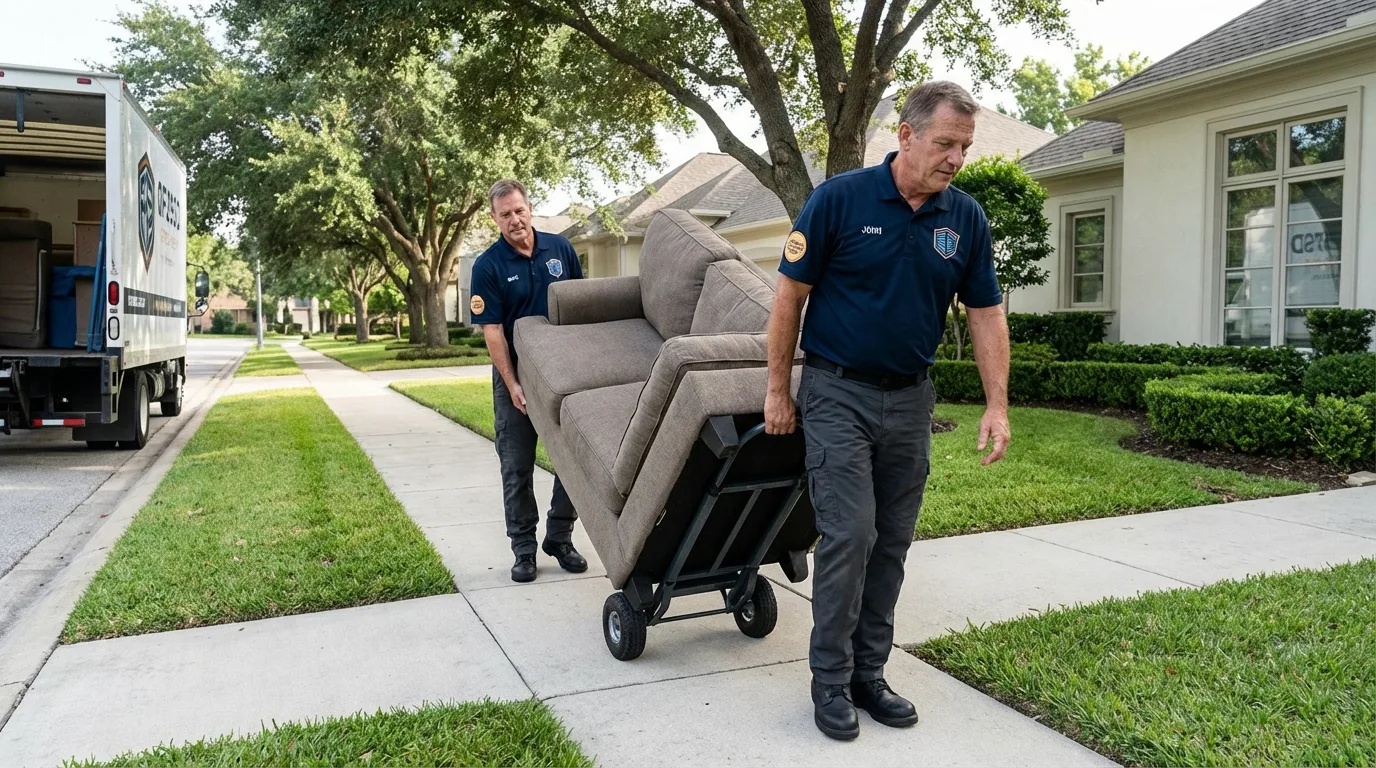 Local residential moving crew loading furniture in Manchester, NH